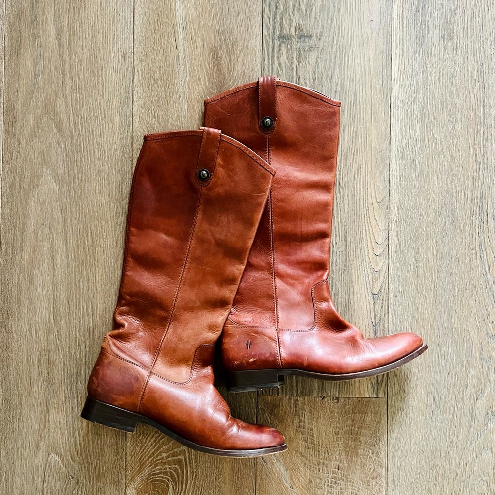 Frye Melissa Brown Leather Women's Knee-High Riding Boots Size 10